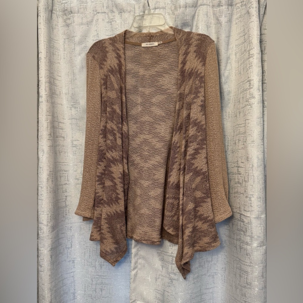 Blu Pepper Brown Asymmetrical Cardigan Sweater
